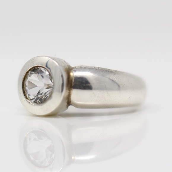 CNA VINTAGE Sterling Bezel-Set Topaz Ring 5.75 - Picture 4 of 5